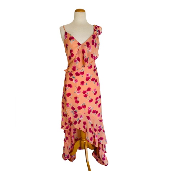 Lulus Floral Print Ruffled High-Low Dress Medium - Picture 4 of 14